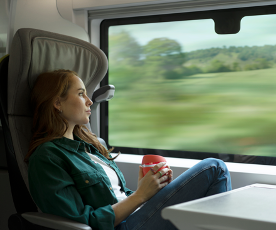 Family travelling by Eurostar from London towards Disneyland Paris
